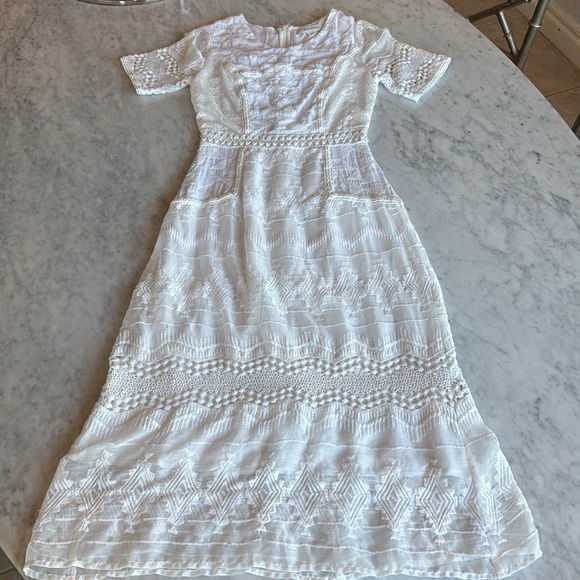 Anthropologie Eri + Ali White Swann Dress - Picture 6 of 12